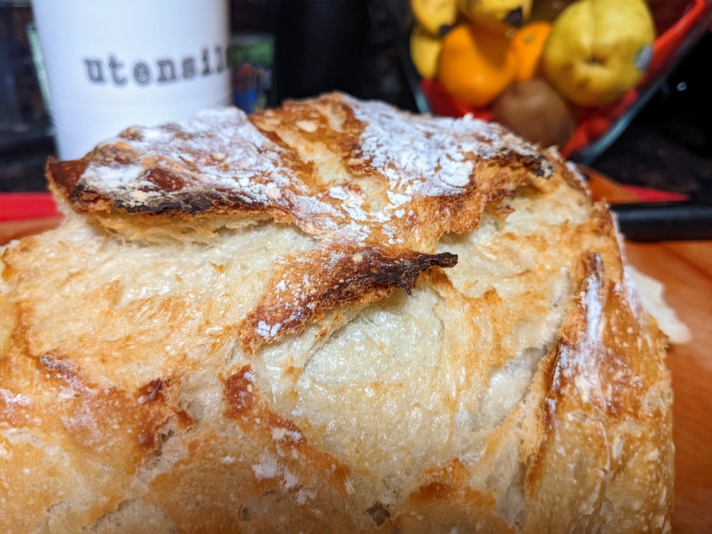 Closeup of homemade sourdough bread