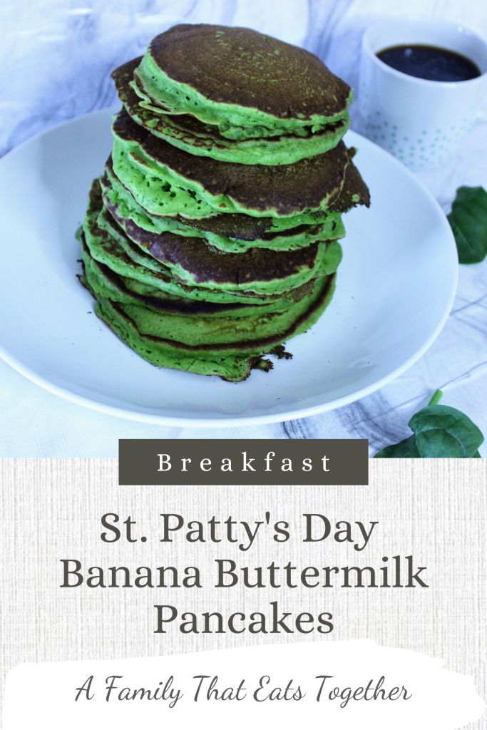 green pancakes for St. Patrick's Day breakfast