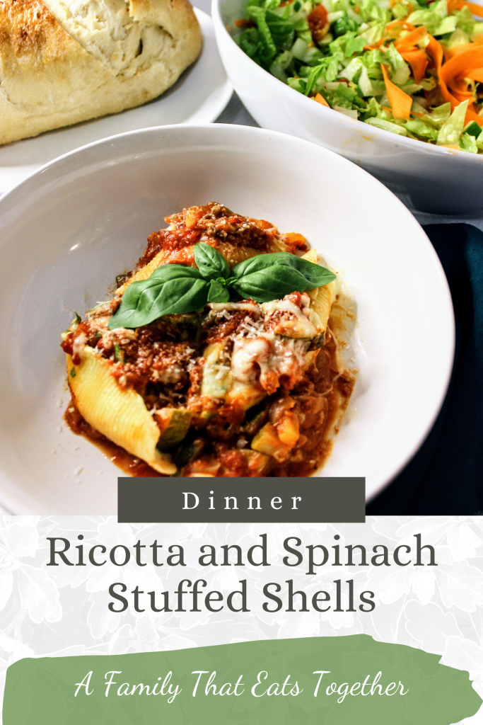 Vegetarian stuffed ricotta and spinach pasta shells