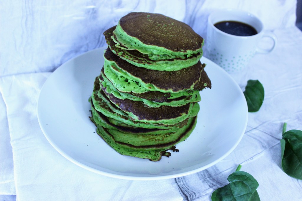 green pancakes for St. Patrick's Day breakfast