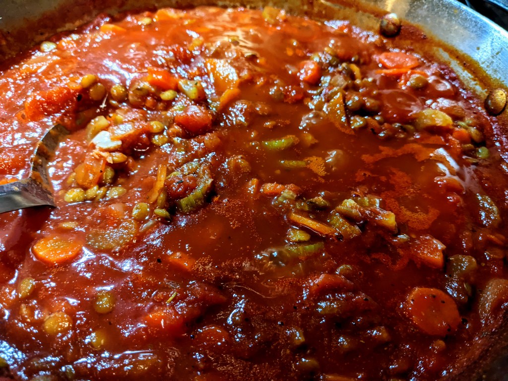Lentil marinara is an easy vegetarian weeknight dinner